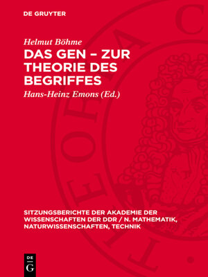 cover image of Das Gen – Zur Theorie des Begriffes